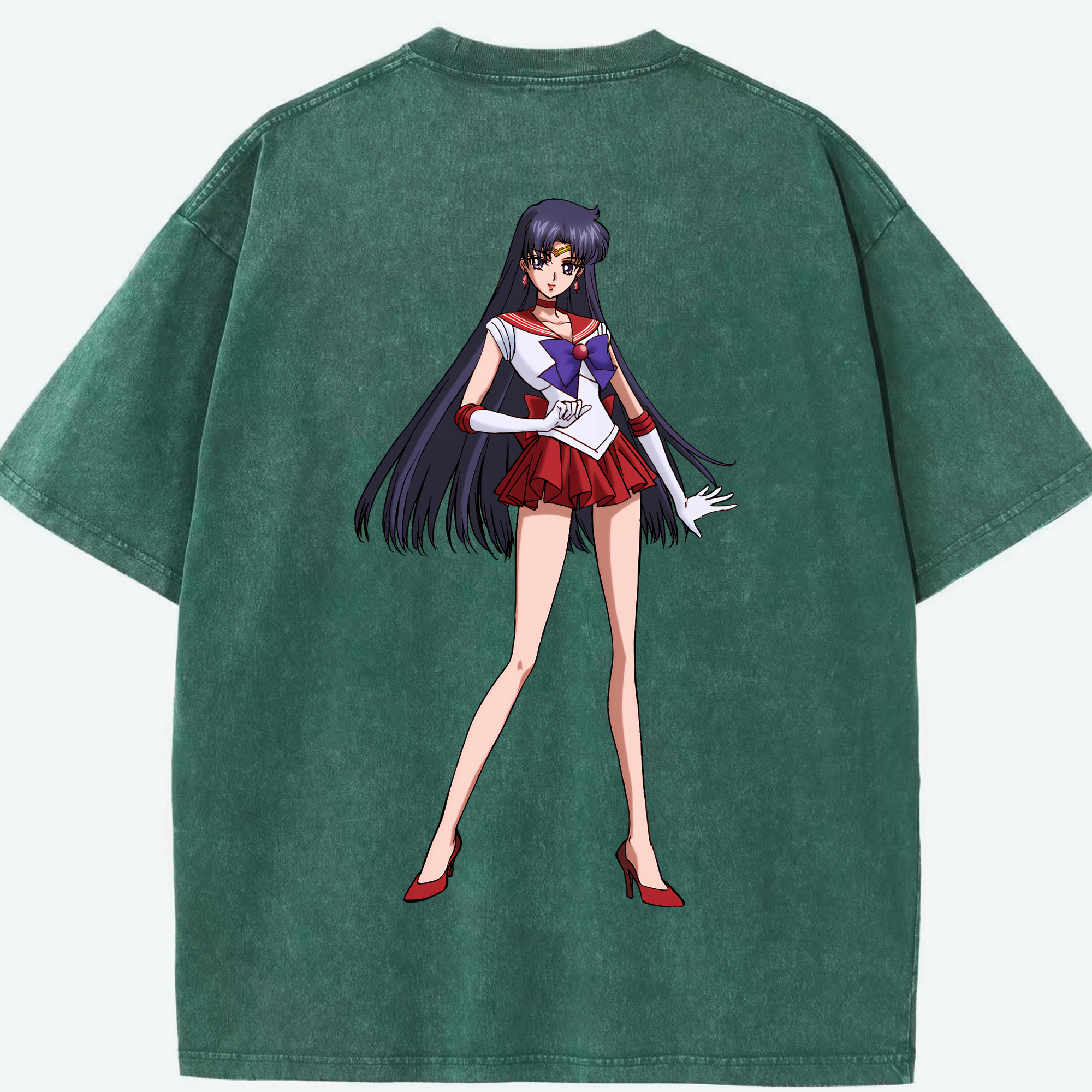 （画像用） 美少女戦士セーラームーン 火野レイ ひの レイ Sailor Moon Hino Rei （セーラーマーズ,Sailor Mars） 綿100% ヴィンテージ風 半袖Tシャツ（背面プリント）